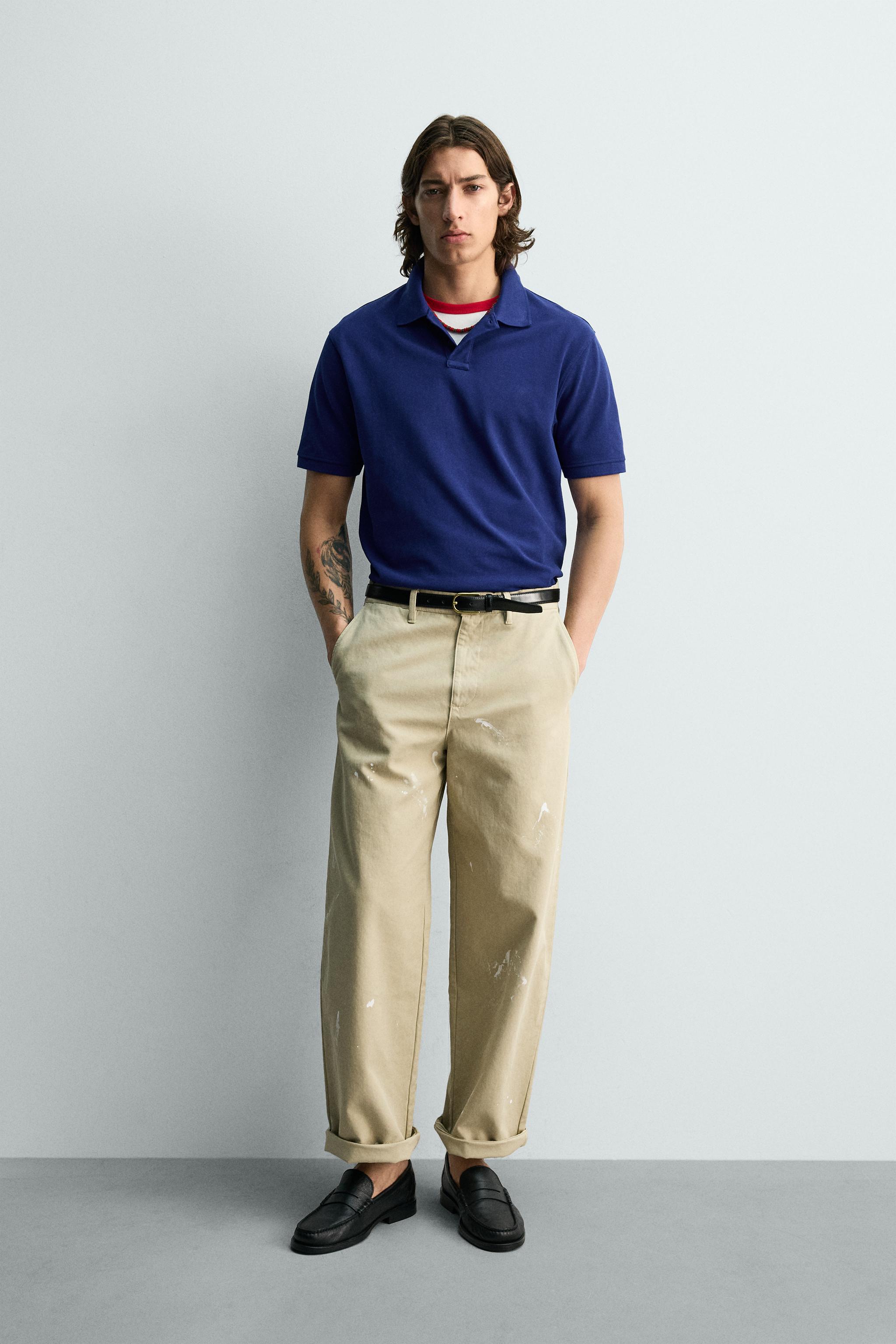 レギュラーフィットピケポロシャツ - 濃青 | ZARA Japan / 日本
