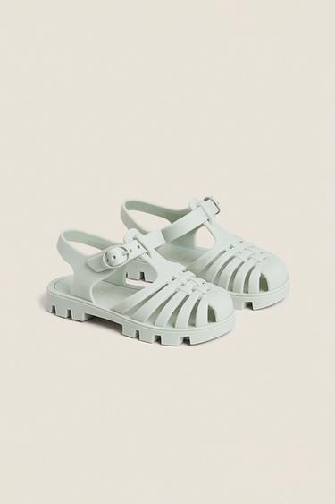 RUBBERISED CAGE SANDALS WITH BUCKLE - Green by Zara - Image 2