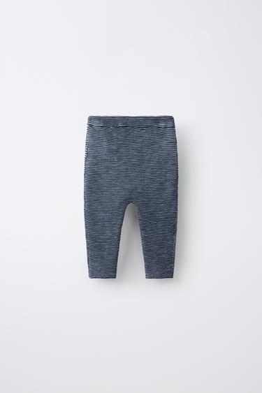 STRIPED KNIT PANTS — Mid-blue 2