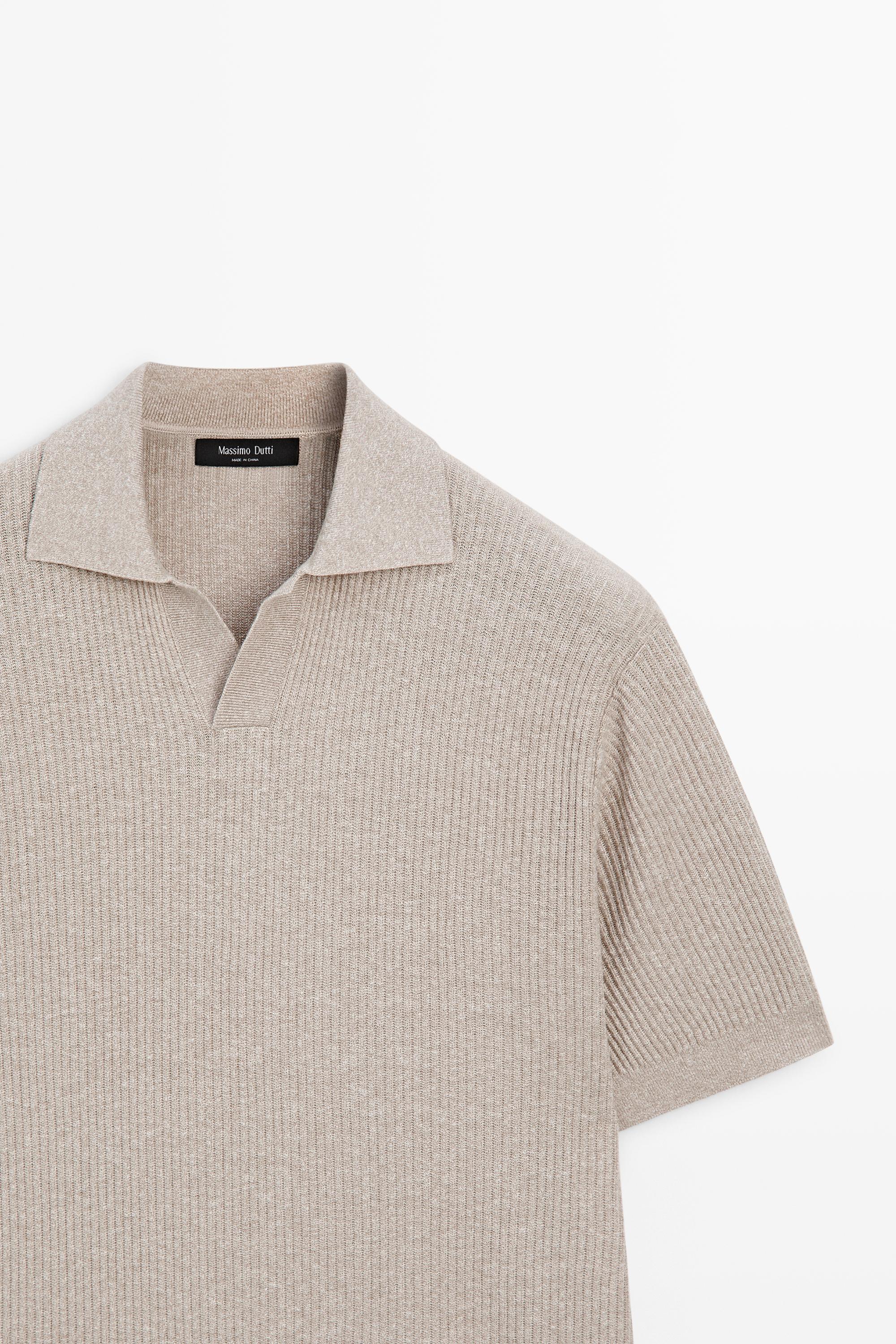 Cotton blend knit polo shirt