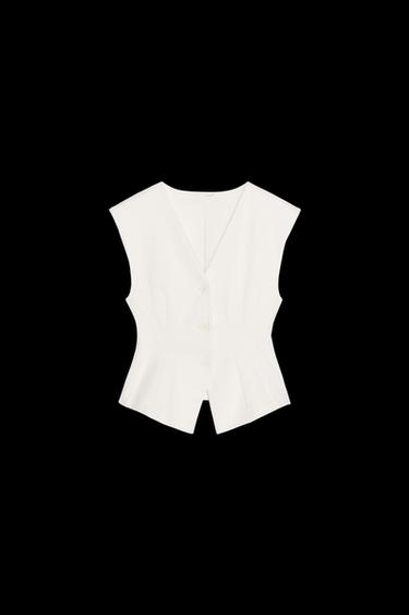INTERLOCK SLEEVELESS TOP - Ecru by Zara