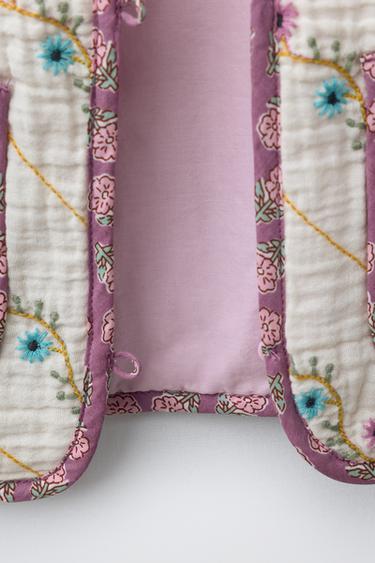 BLOUSON MATELASSÉ BRODERIE FLEURS - Écru de Zara - Image 3