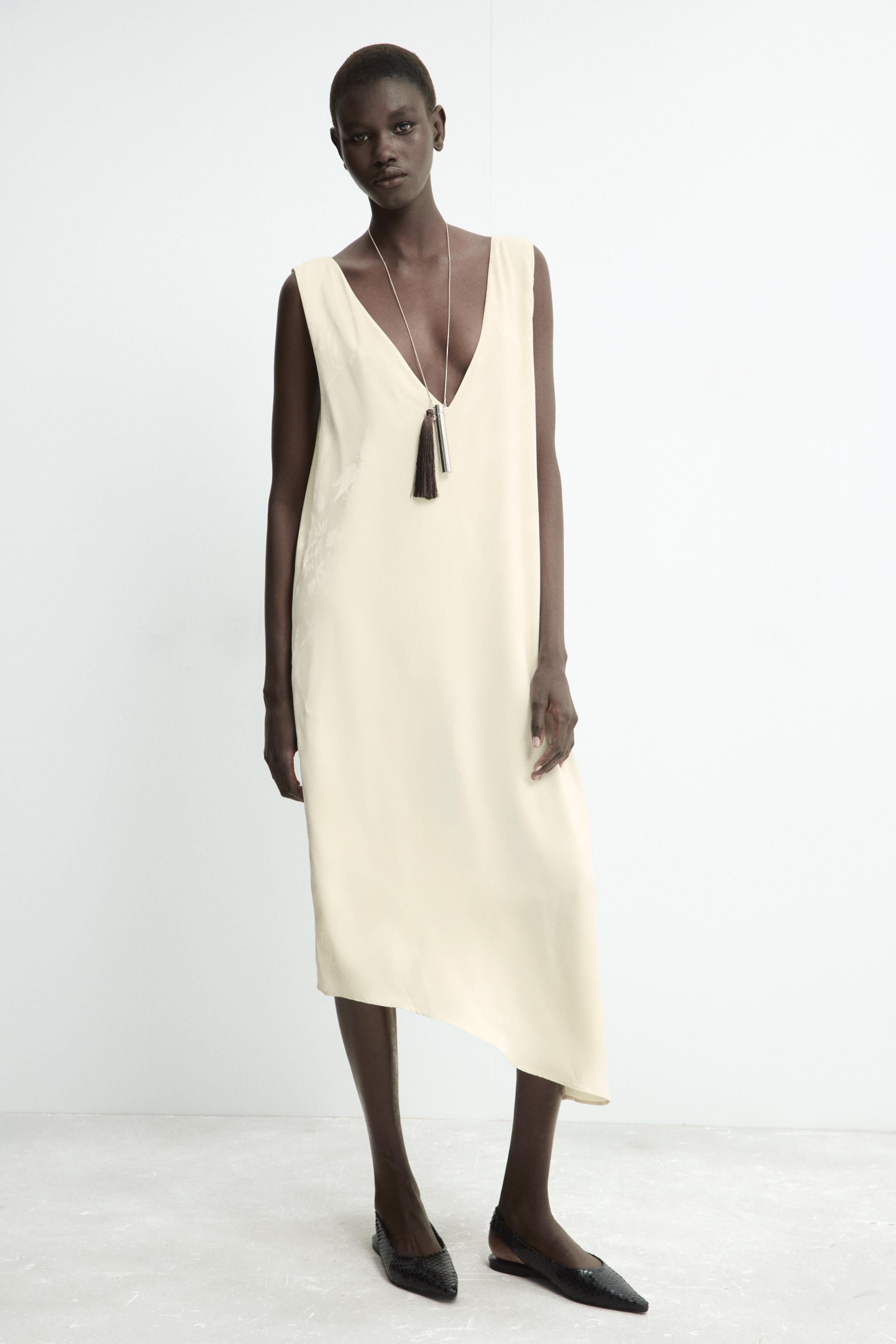 open lace back dress Zara Baroque Print Dress