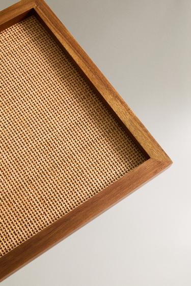 WOODEN RATTAN TRAY - Brown by Zara - Image 2