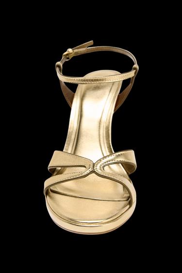 METALLIC-EFFECT HIGH-HEEL SANDALS - Gold by Zara
