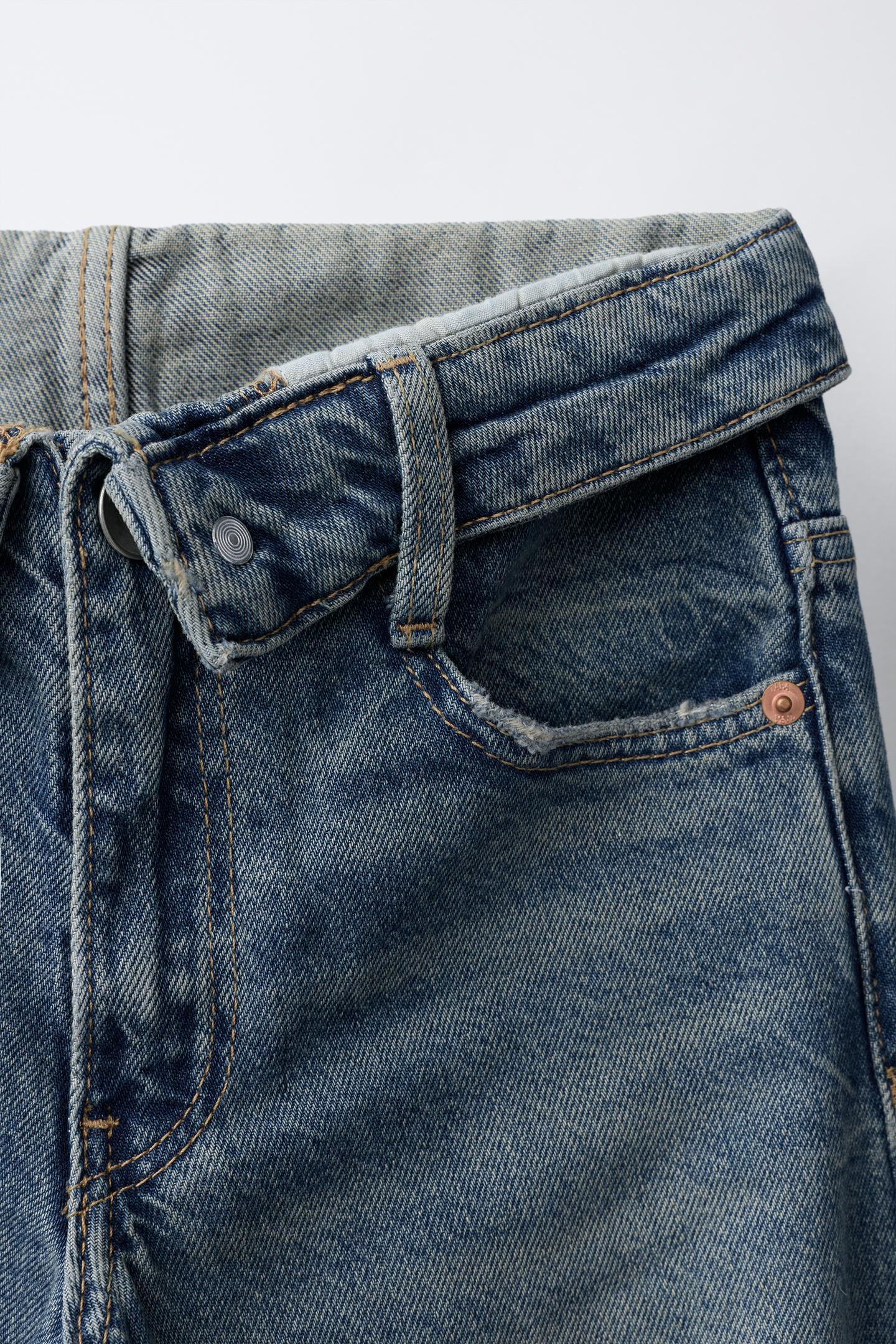 Детские джинсы Zara Distressed Wide-Leg, цвет: Синий — фото 3