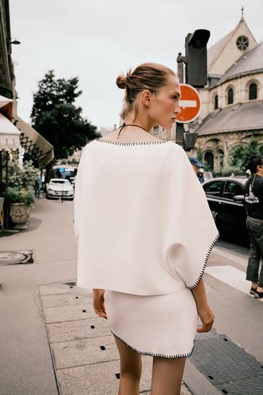 CONTRAST EMBROIDERY KNIT TOP - White by Zara - Image 4