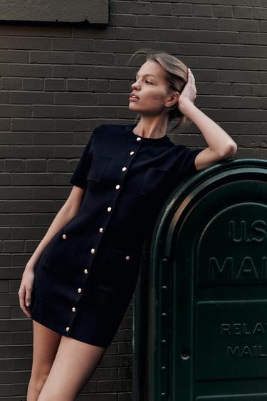 VESTIDO MINI PUNTO - Marino de Zara