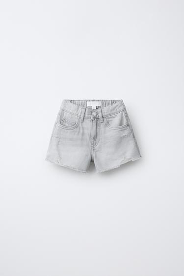 BERMUDA DENIM ROTOS - Gris de Zara