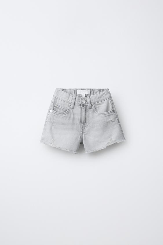 BERMUDA DE MEZCLILLA ROTOS - Gris de Zara - Imagen 0