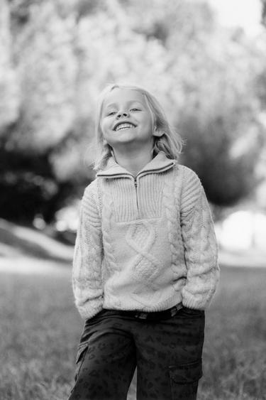 QUARTER-ZIP KNIT SWEATER - Light beige by Zara