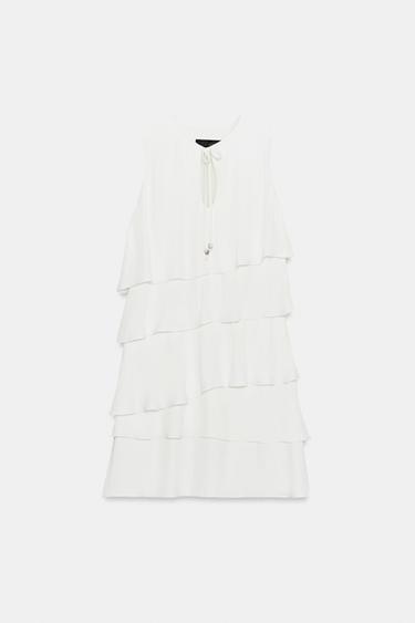 VESTIDO CORTO VOLANTES - Crudo de Zara