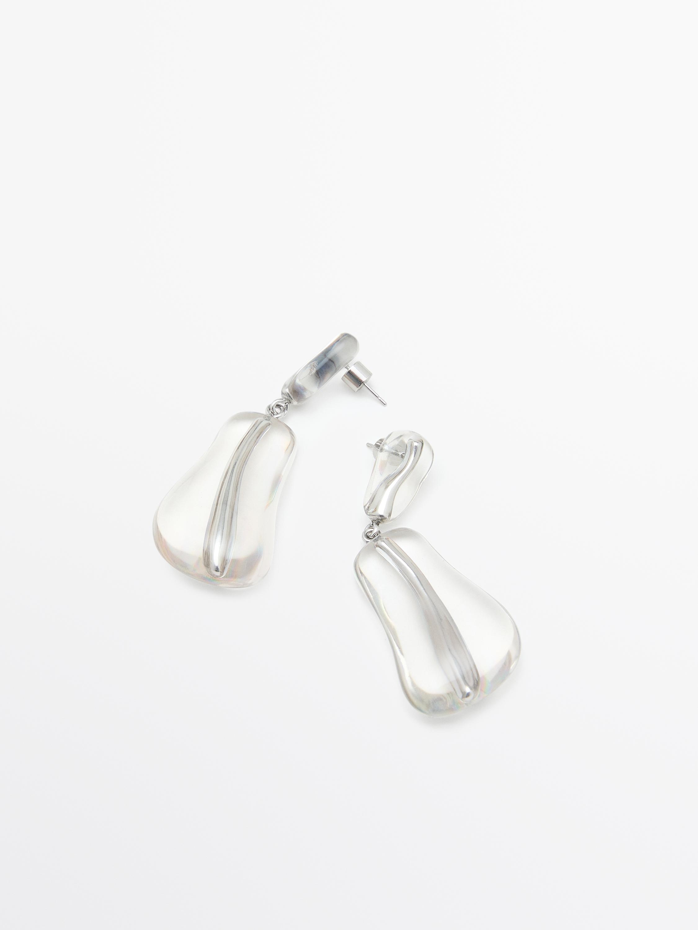 Earrings with piece detail - Limited Edition - Silver | ZARA 