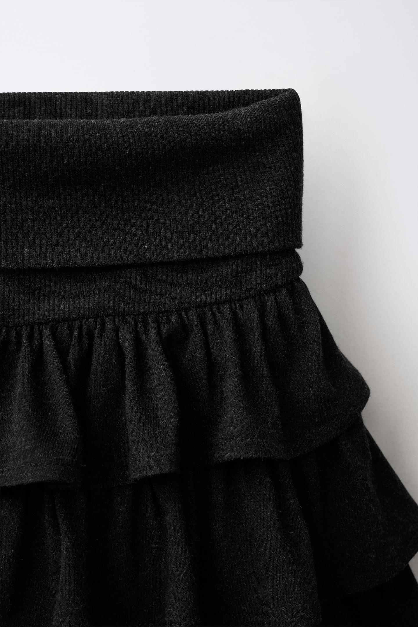 Детская юбка Zara Ruffle with Folded Waist, цвет: Антрацитовый серый — фото 3