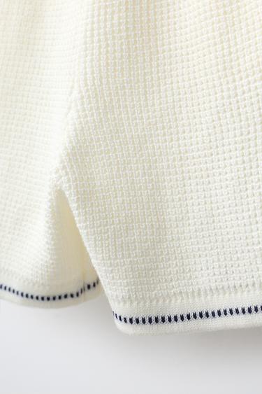SHORT EN MAILLE GAUFRÉE - Écru de Zara - Image 3