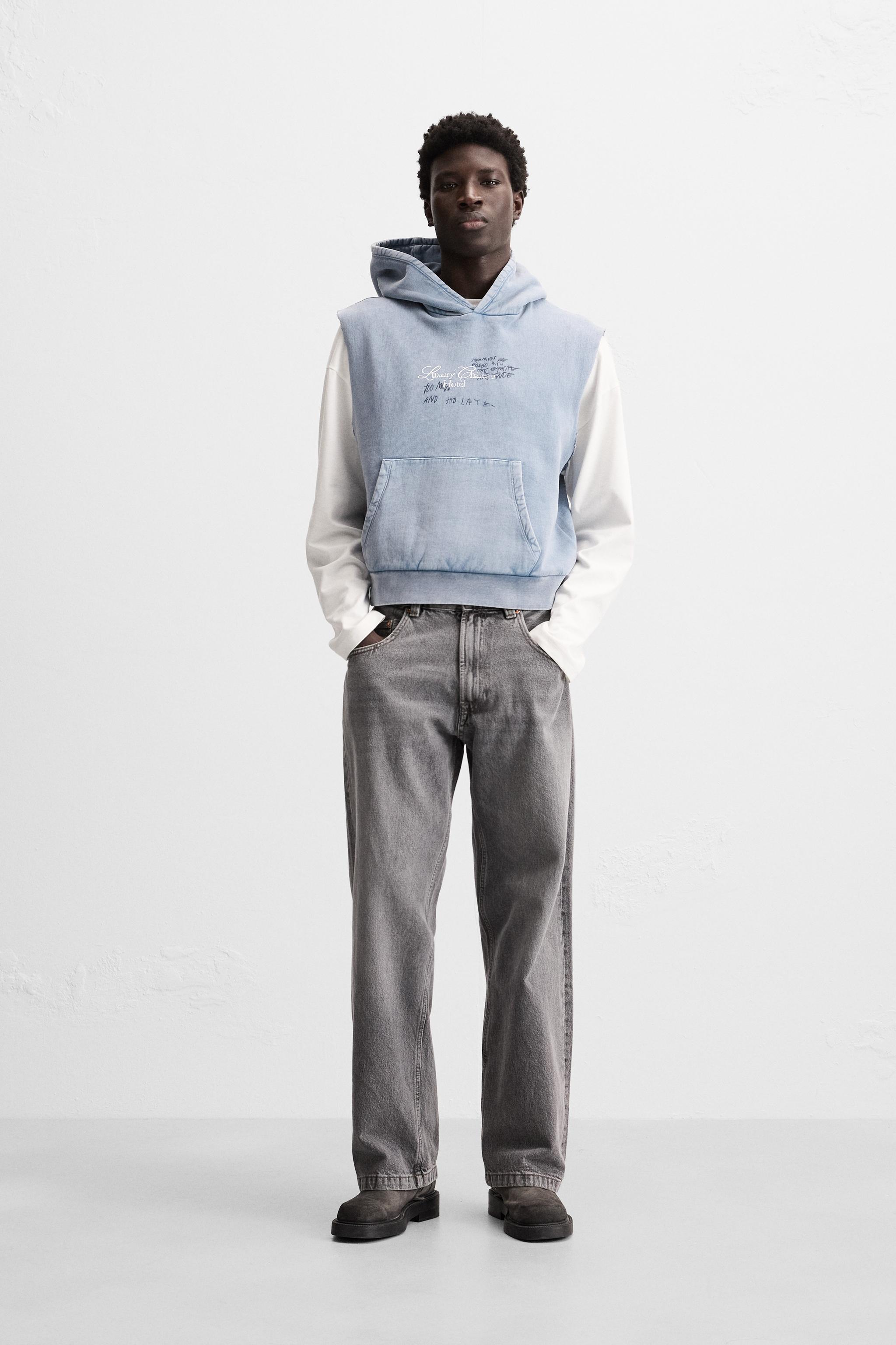 WASHED BOXY FIT HOODIE - Mid-blue | ZARA Australia