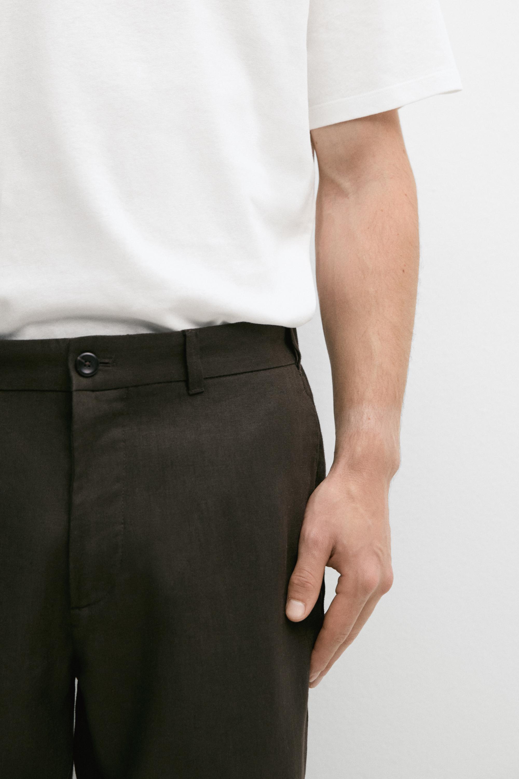 Tapered fit linen pants