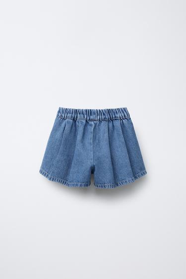BERMUDA EN DENIM À PLIS PLATS - Bleu clair de Zara - Image 1