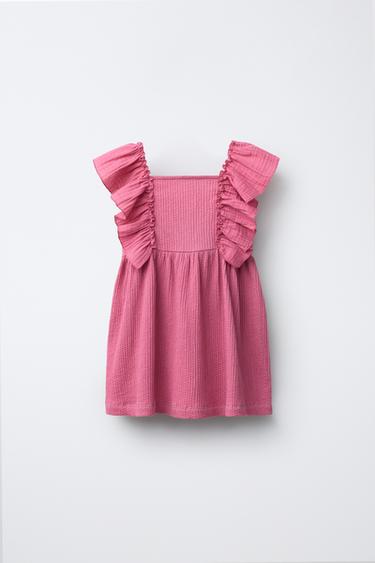 Zara COMBINATION TEXTURED DRESS - Dark pink