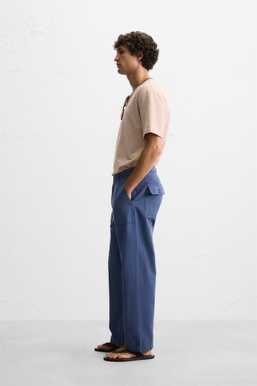STRAIGHT-LEG CANVAS TROUSERS - Blue by Zara - Image 3