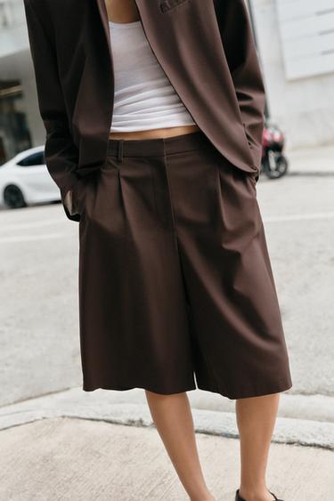 LONG BERMUDA SHORTS WITH DARTS - Brown by Zara - Image 2