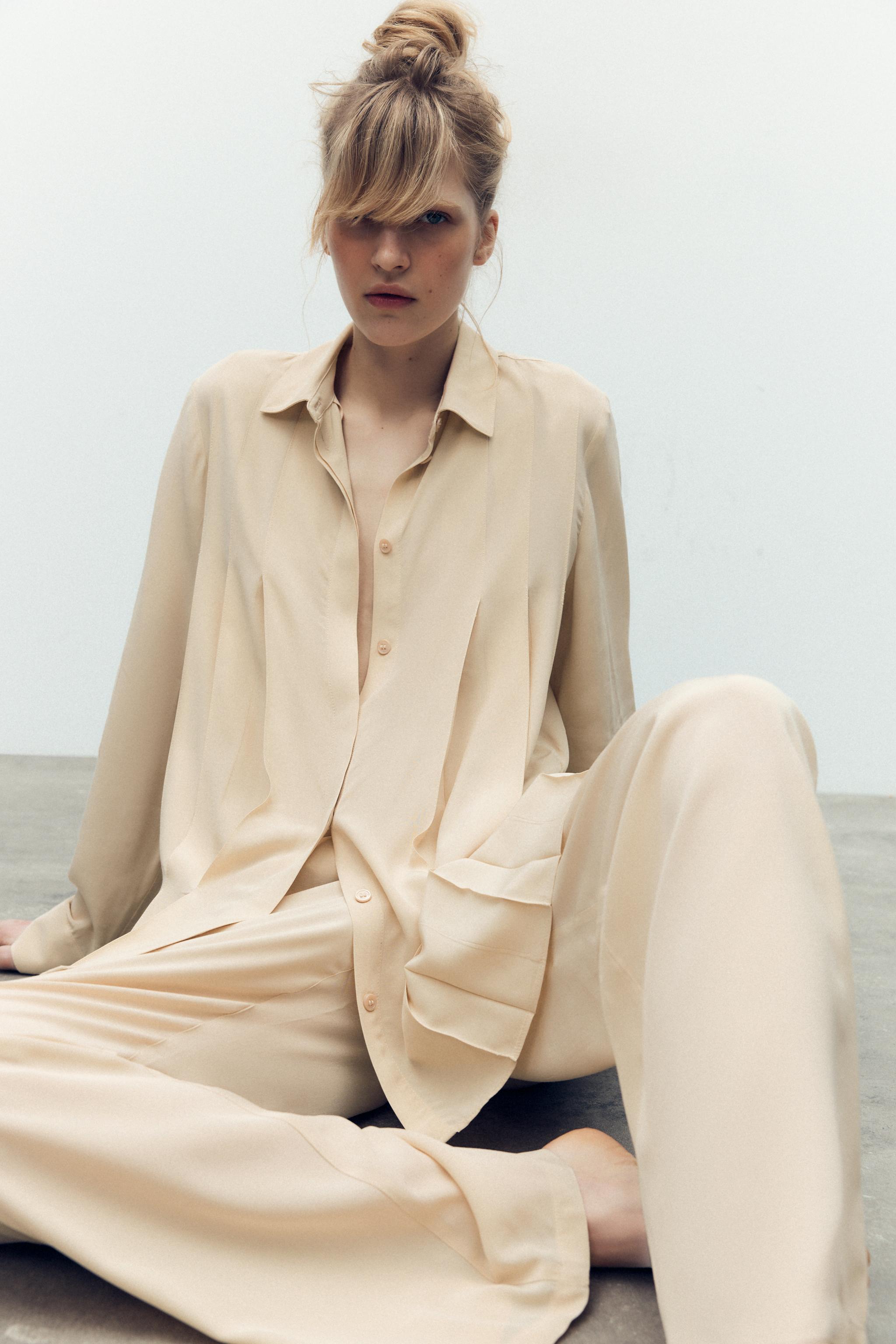 新品♡Bed&Breakfast♡Drape Georgette Shirt♡ Bed&Breakfast ベッド＆ブレイクファースト】Recycled Cool Wash