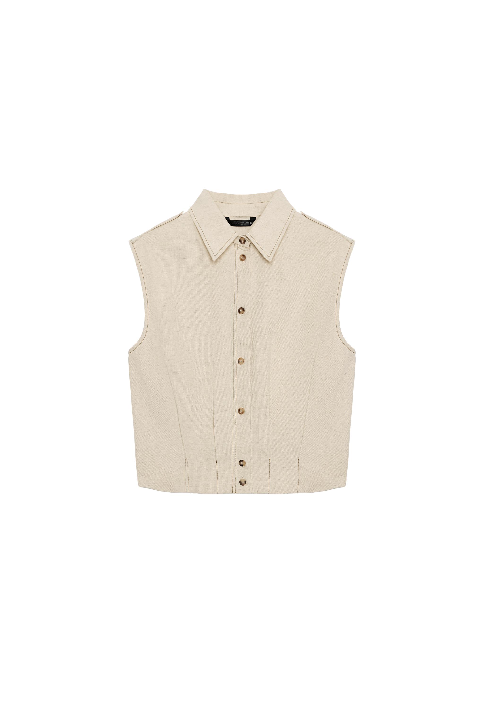 SLEEVELESS LINEN TOP
