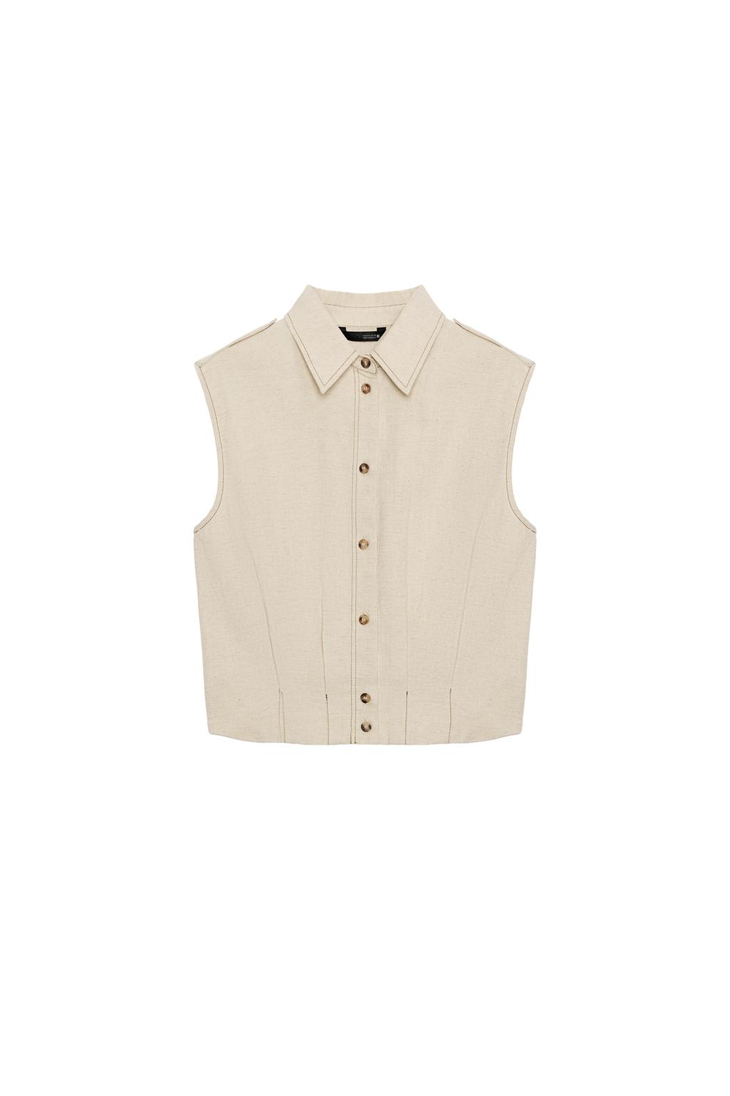 SLEEVELESS LINEN TOP - image 3