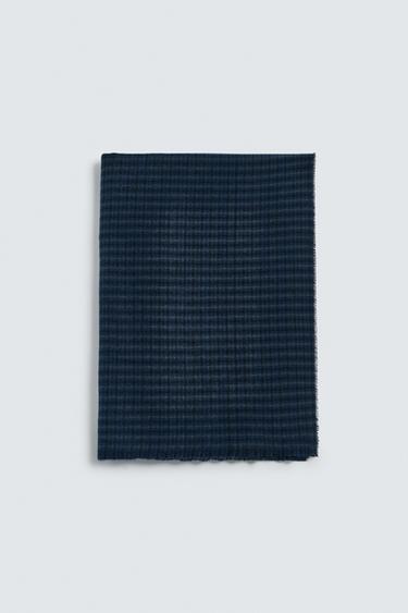CHECK SCARF - Navy blue by Zara