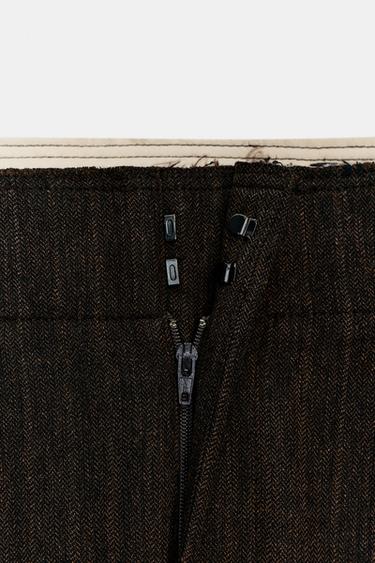 ZW COLLECTION HERRINGBONE DARTED TROUSERS - Brown marl by Zara - Image 8