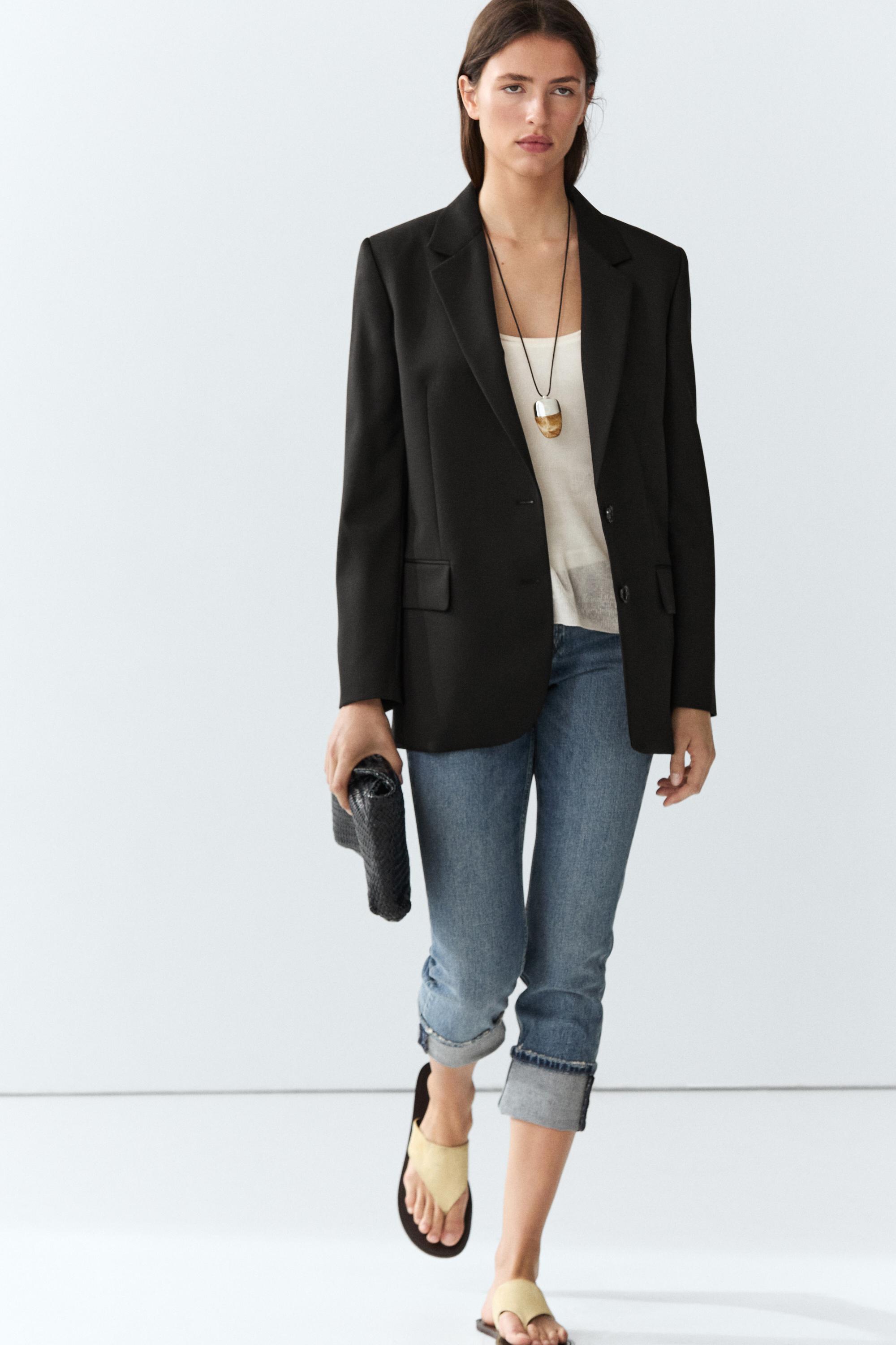 100% extra fine wool two-button blazer — Black