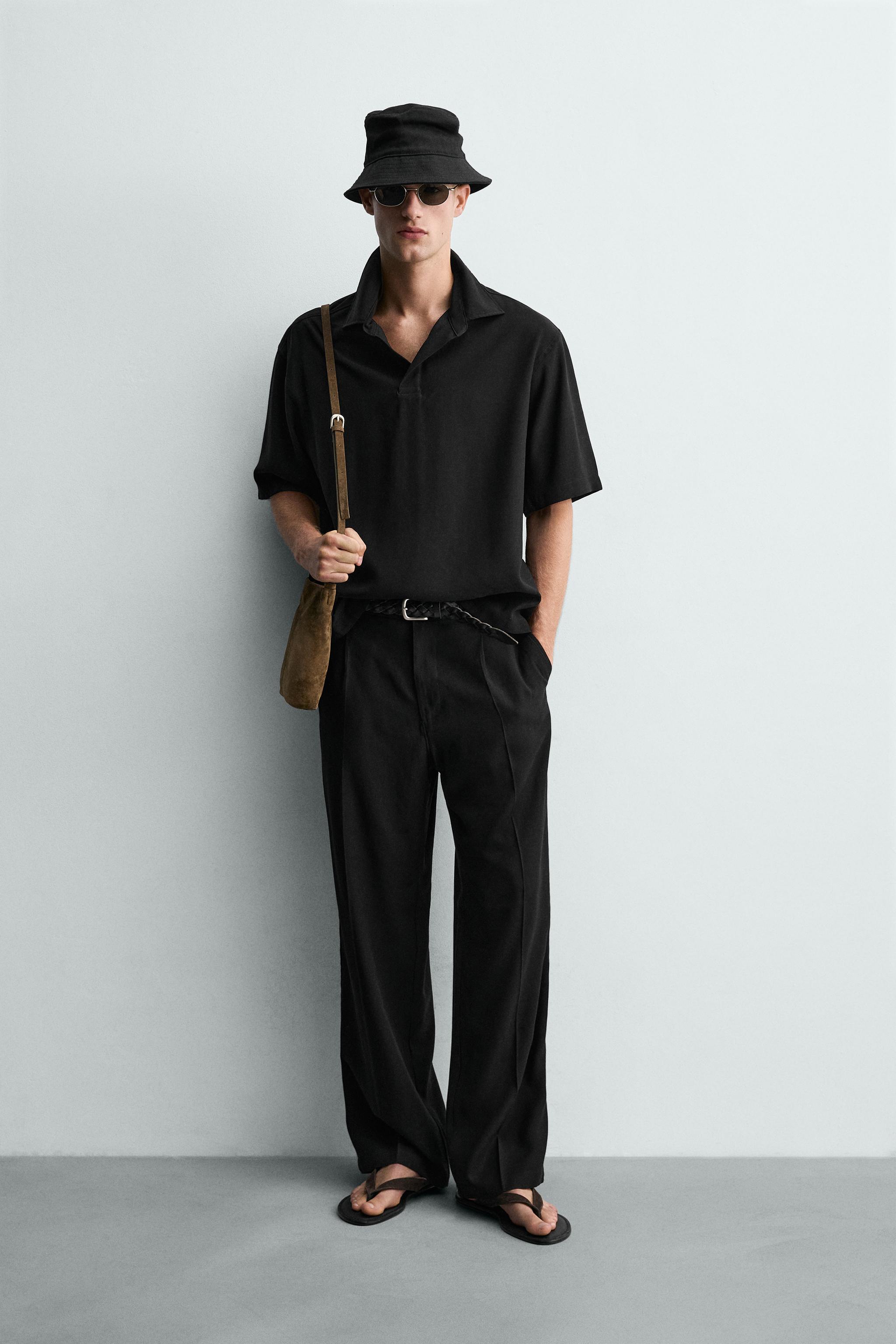 Мужские рубашки Zara RELAXED FIT FLOWY POLO SHIRT