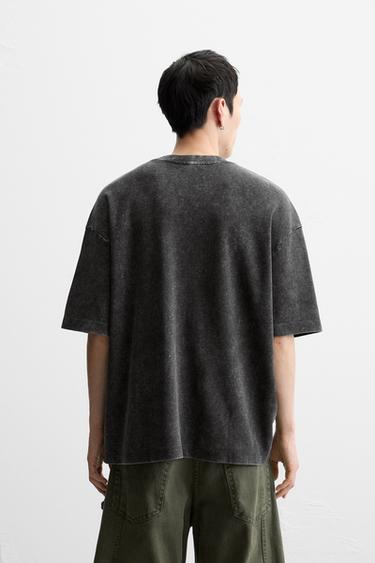 T-SHIRT RELAXED FIT DÉLAVÉ - Gris foncé de Zara - Image 2