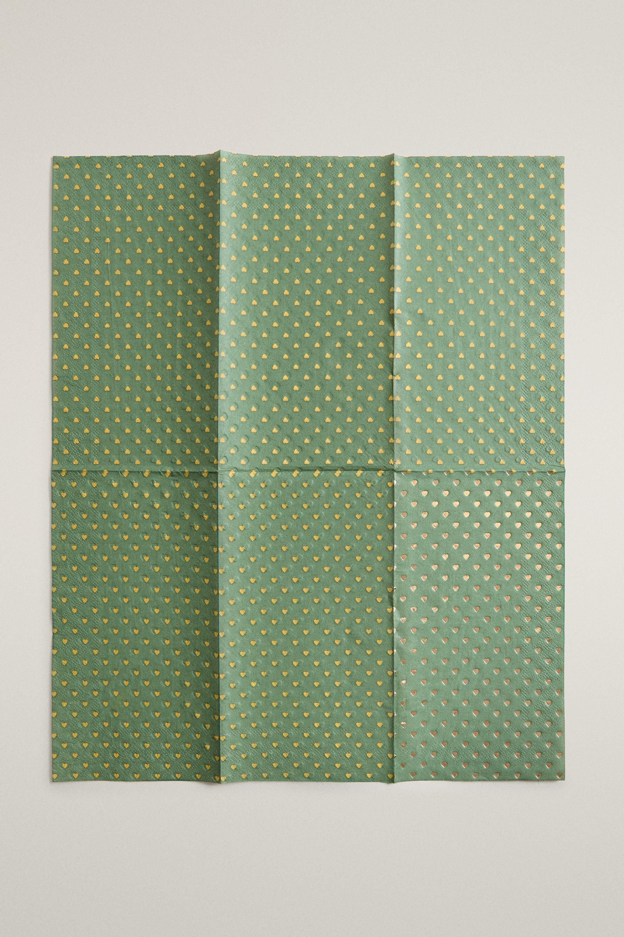 PACK OF CHRISTMAS HEART PAPER NAPKINS (PACK OF 30) - Green | ZARA