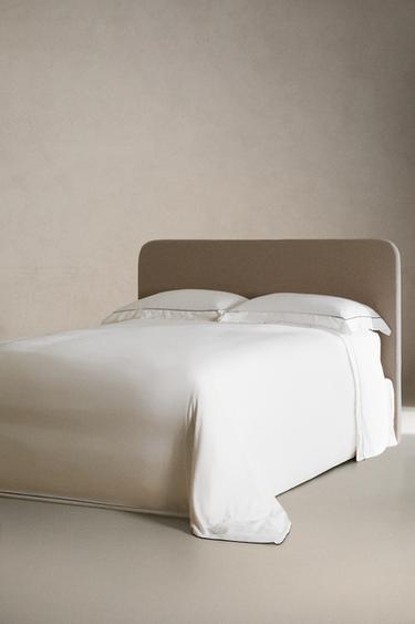 SATEEN FLAT SHEET WITH EMBROIDERED EDGE - Black by Zara - Image 1