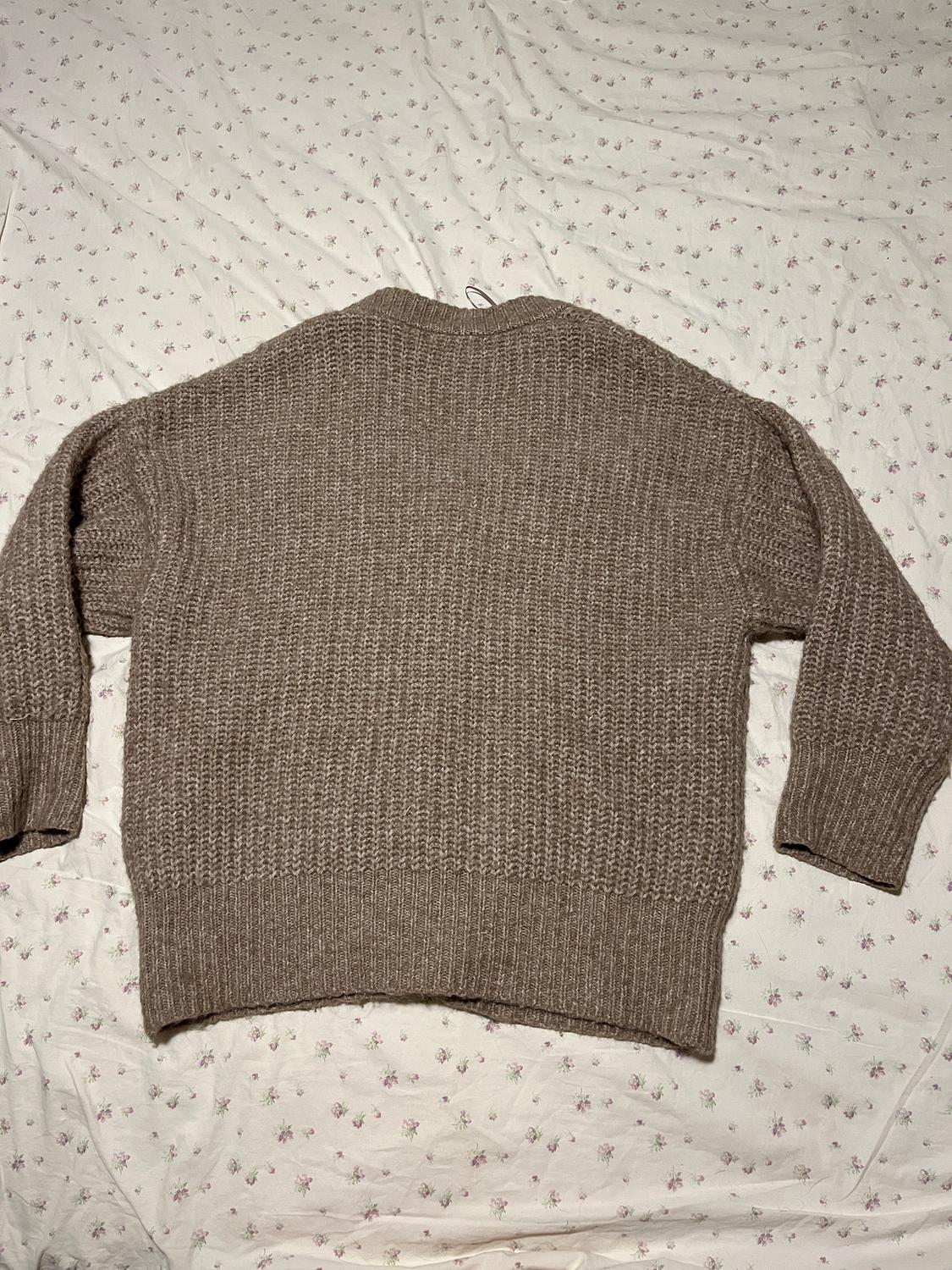 ZARA CHUNKY KNIT LONG CARDIGAN BROWN V NECK SIZE SMALL POCKETS BUTTONS FALL COZY - Image 4