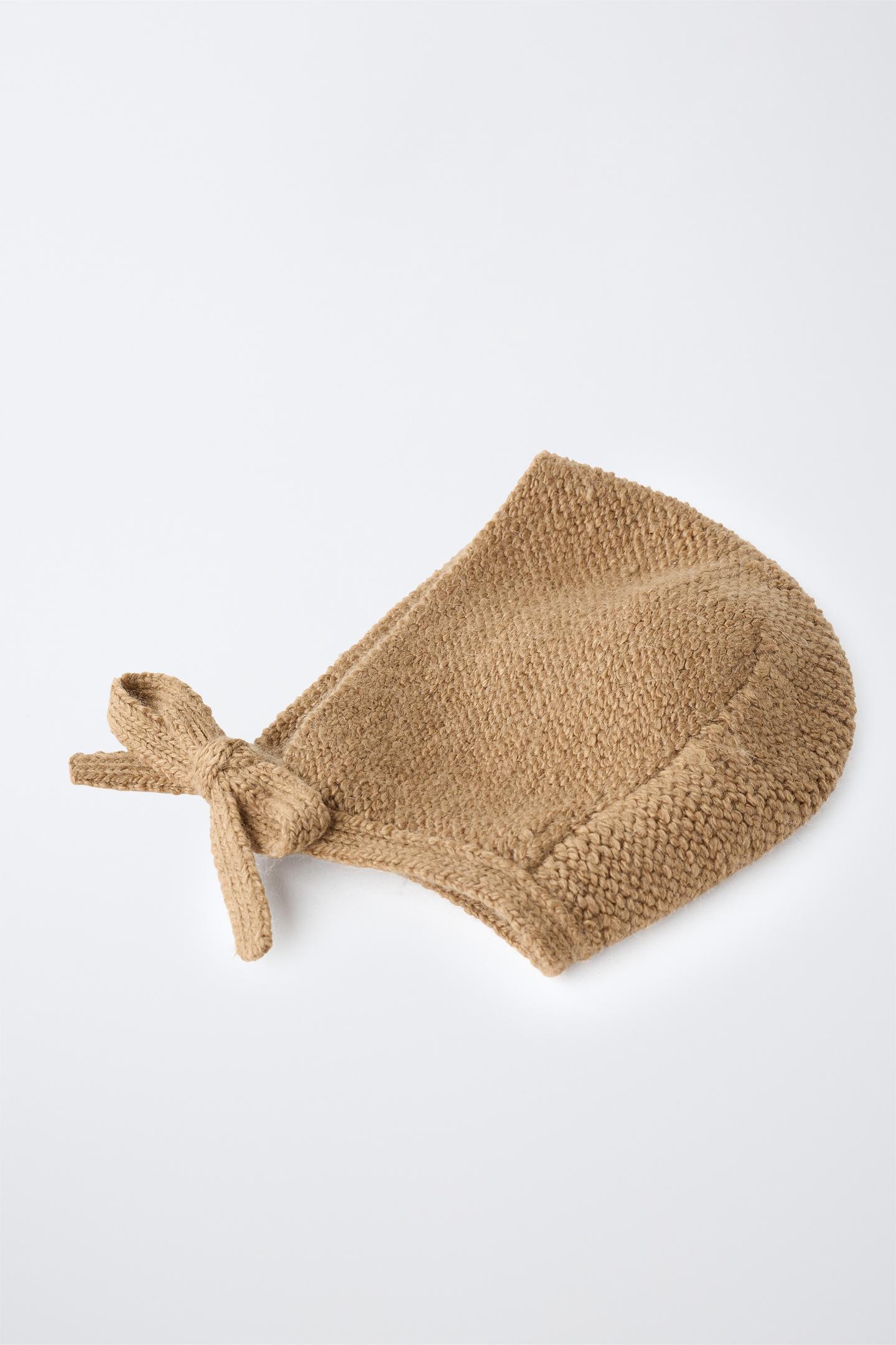 Детские головные уборы Zara Plain Knit Bonnet, цвет: Карамельный — фото 2