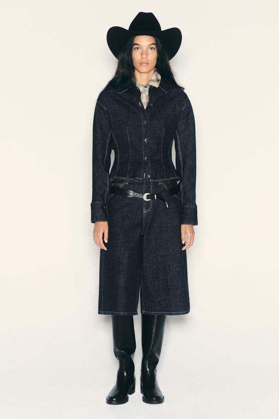 Zara Z1975 TEKSAS PEPLUM KOŠULJA – Plava – Slika 0