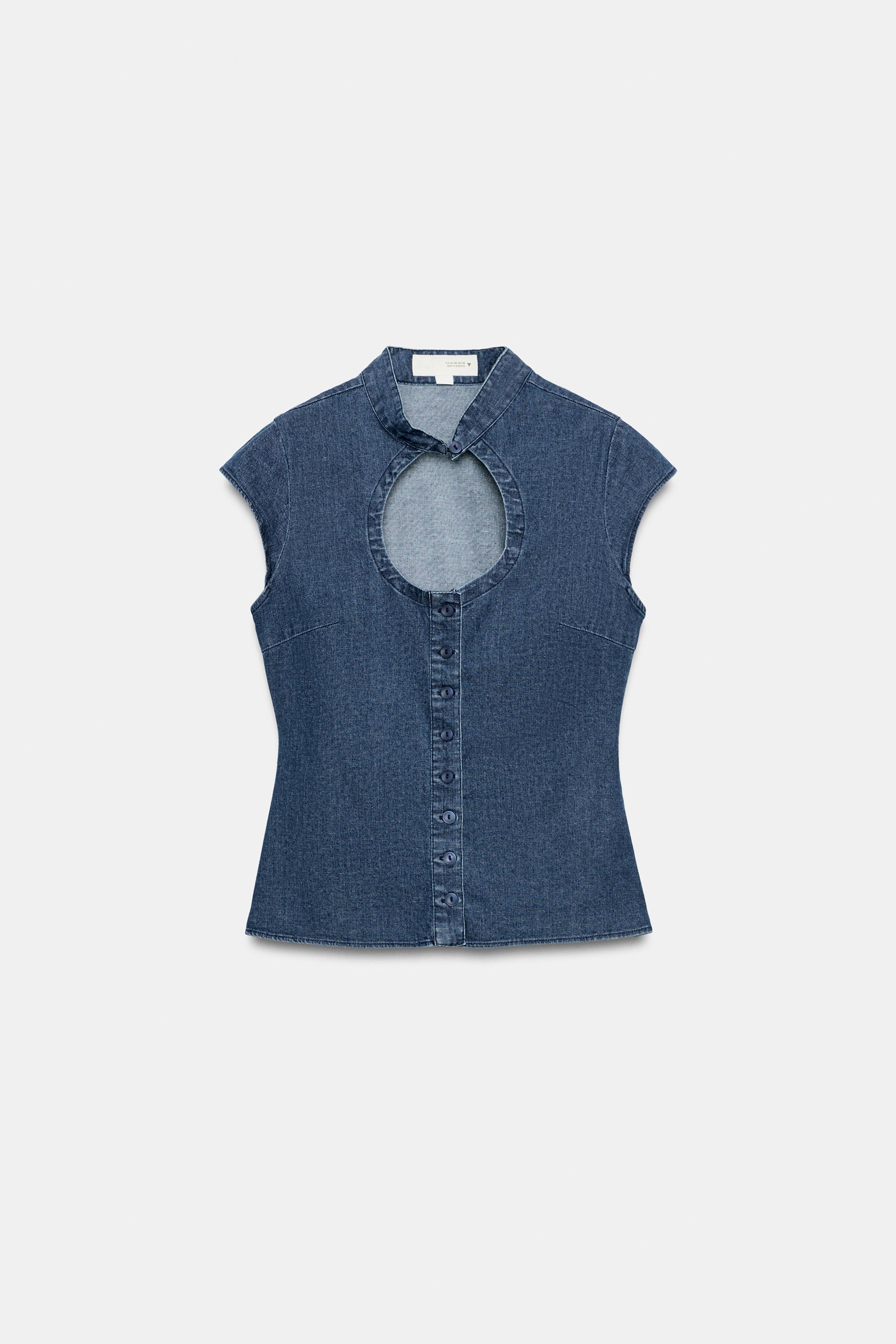 TOP EFFET DENIM À BOUTONS