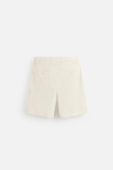 PLEATED REGULAR FIT BERMUDA SHORTS - Oyster-white by Zara - Image 6