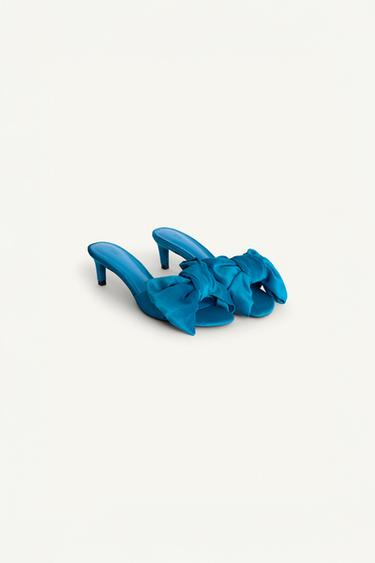 Zara LIMITED EDITION MAXI BOW HEELED SANDALS - Blue