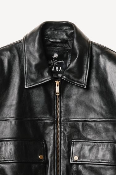 Zara CROPPED FIT NAPPA LEATHER JACKET WILLY CHAVARRIA X ZARA - Black
