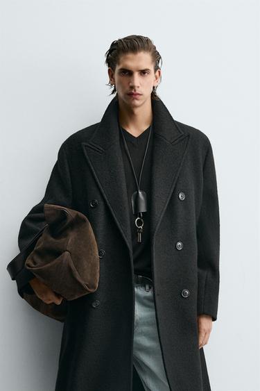 WOOL COAT BOUCLÉ TEXTURE - Black by Zara - Image 1