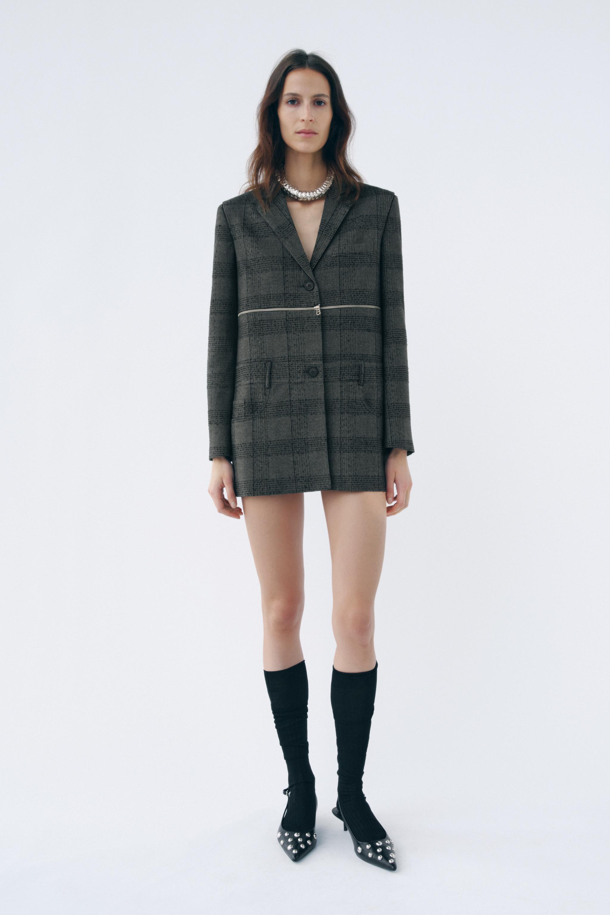 Zara plaid retailer blazer dress size small