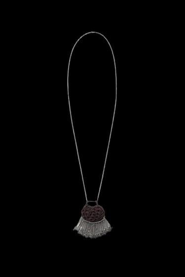 LONG CROCHET BAG NECKLACE - Brown by Zara