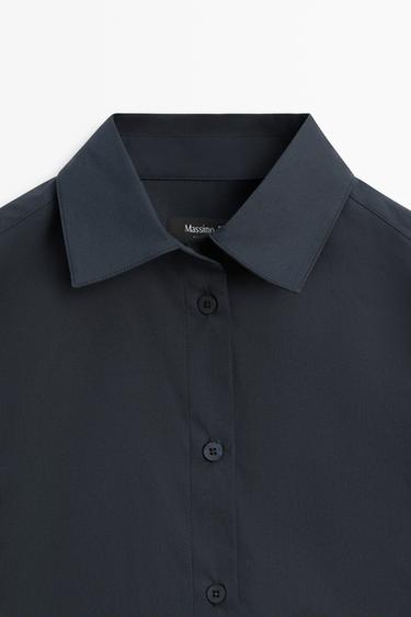 Cotton blend poplin shirt — Navy blue 2