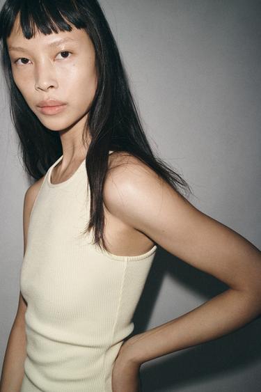 RIBBED STRAPPY TOP - Cream by Zara - Image 0