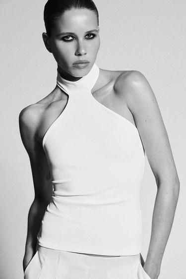 POLYAMIDE HALTER TOP - White by Zara