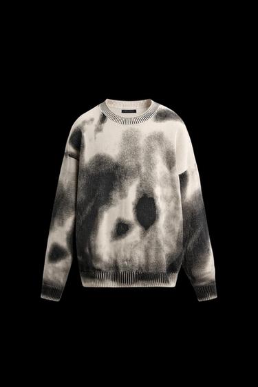 WASHED ABSTRACT PRINT SWEATER - Ecru by Zara - Image 0