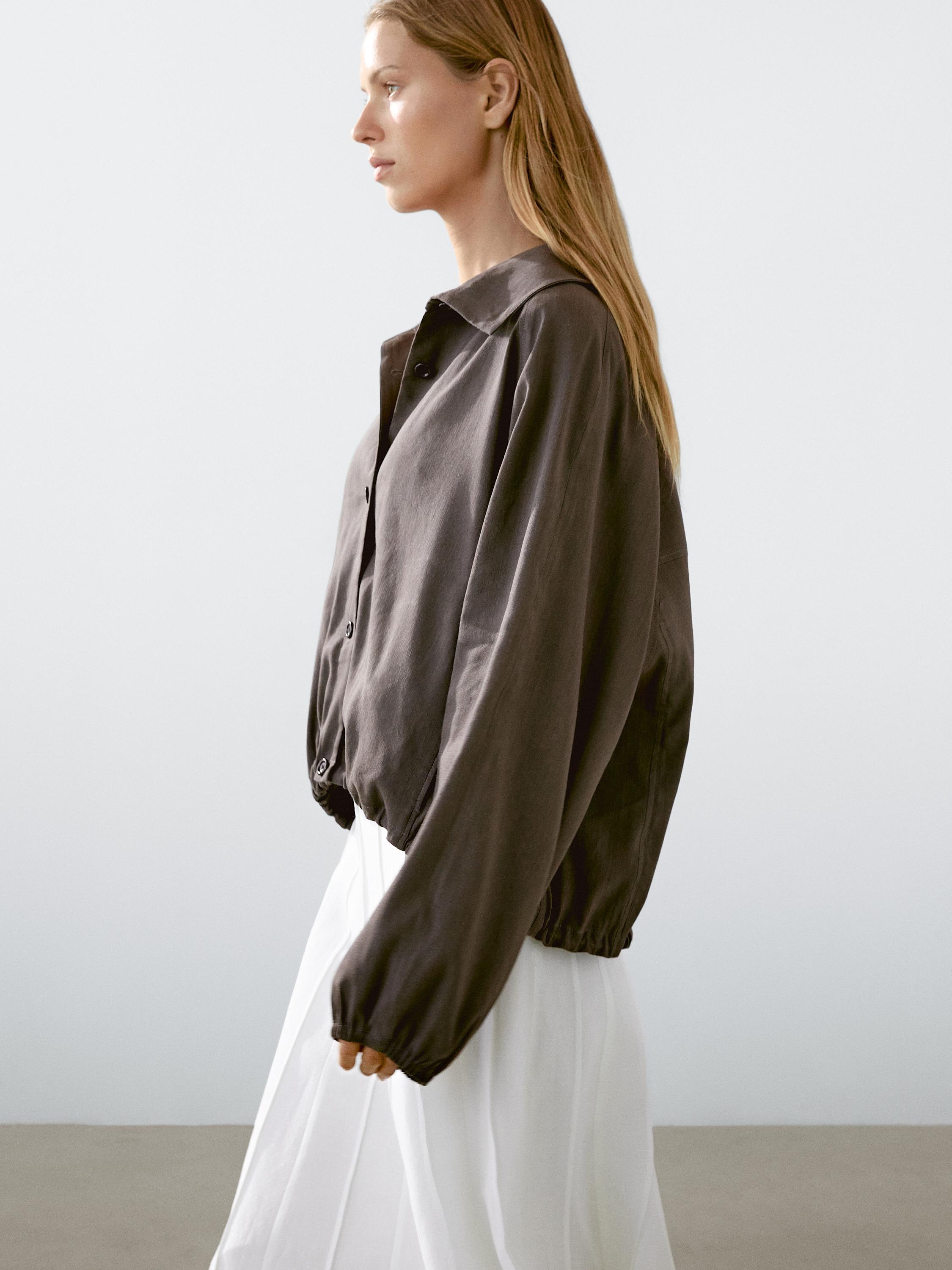 Zara Linen blend bomber jacket | Square One